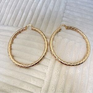 ELEGANT EARRINGS EXTRA LARGE 18K LAMINATED GOLD STRIPED EARRING